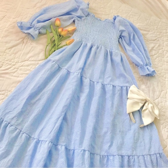 🌷SOLD🌷 Blue Gingham Cottagecore Dress 🤍🌷 - Picture 2 of 5